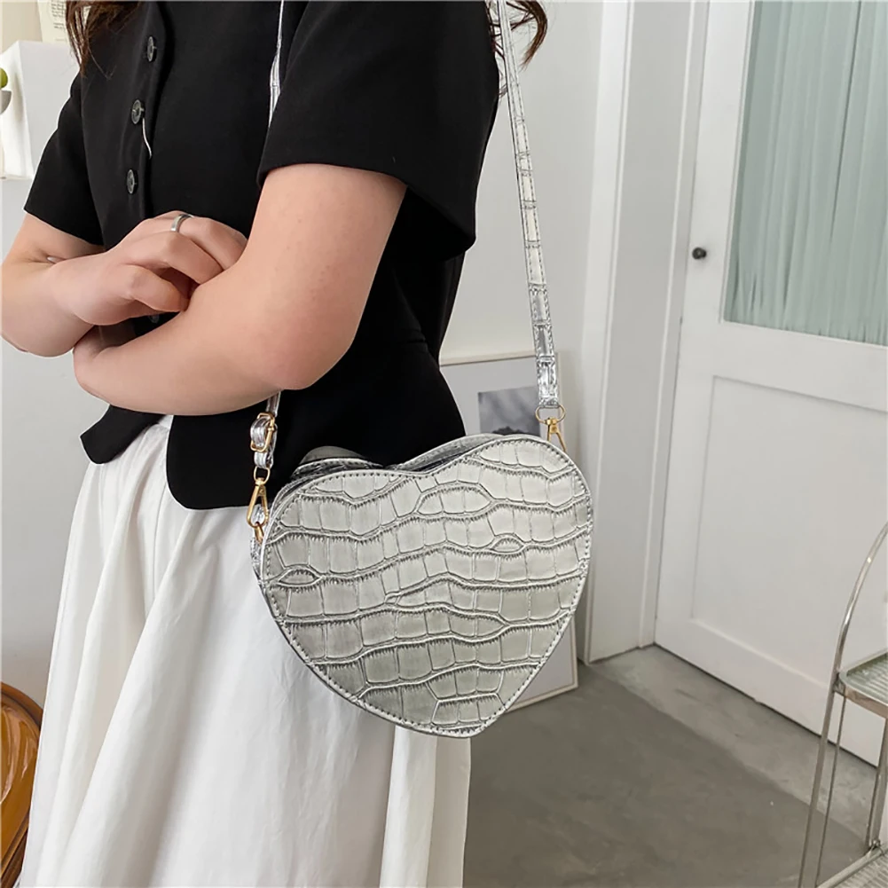 

Сумка кросс-боди в форме сердца Love из искусственной кожи, женская модная маленькая сумка через плечо с каменным узором для дам, женская сумо...