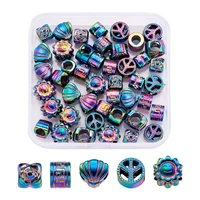 50pcs rainbow color alloy european beads large hole bead spacer charms for bracelet necklace diy jewelry making findings