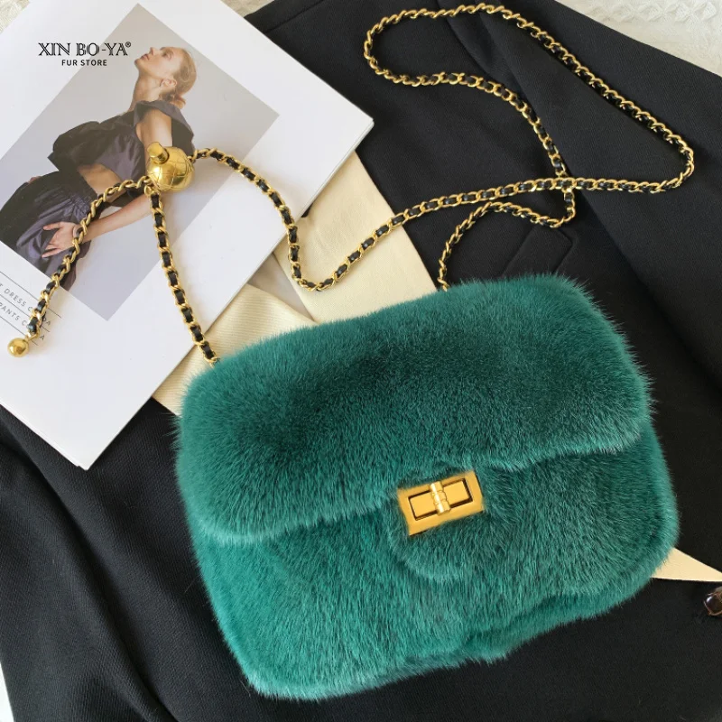 

Luxury Designer Handbag Mink Fur Bags For Women Real Fur Women's Bag 2022 Trend Handbag Bags For Ladies Free Shipping