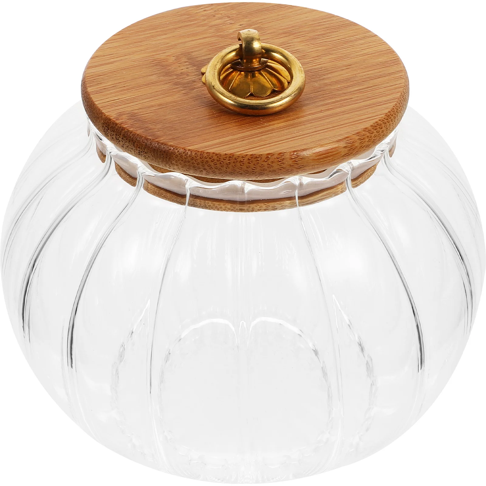 

Storage Tank Pumpkin Glass Jar Sealed Container Grain Containers Alloy Wood Lid