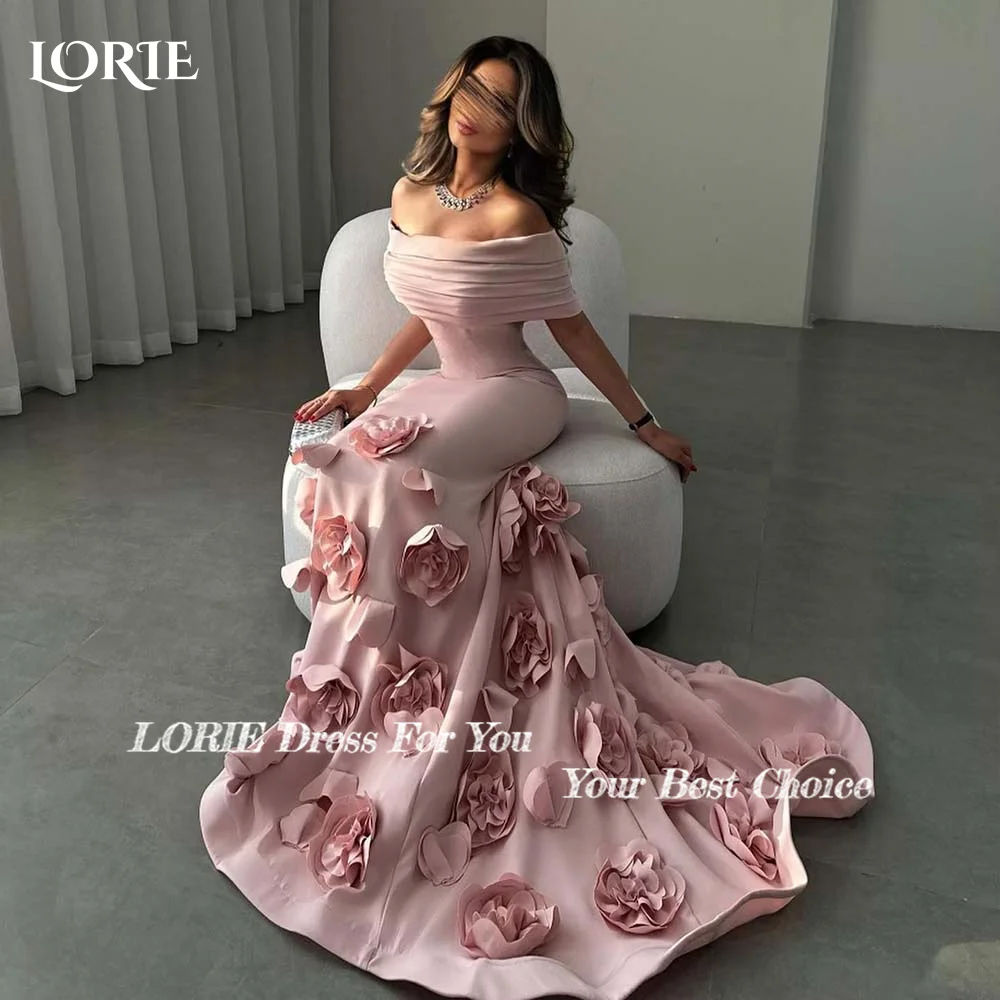 LORIE Вечерние платья русалки с 3D цветами и открытыми плечами без рукавов открытой