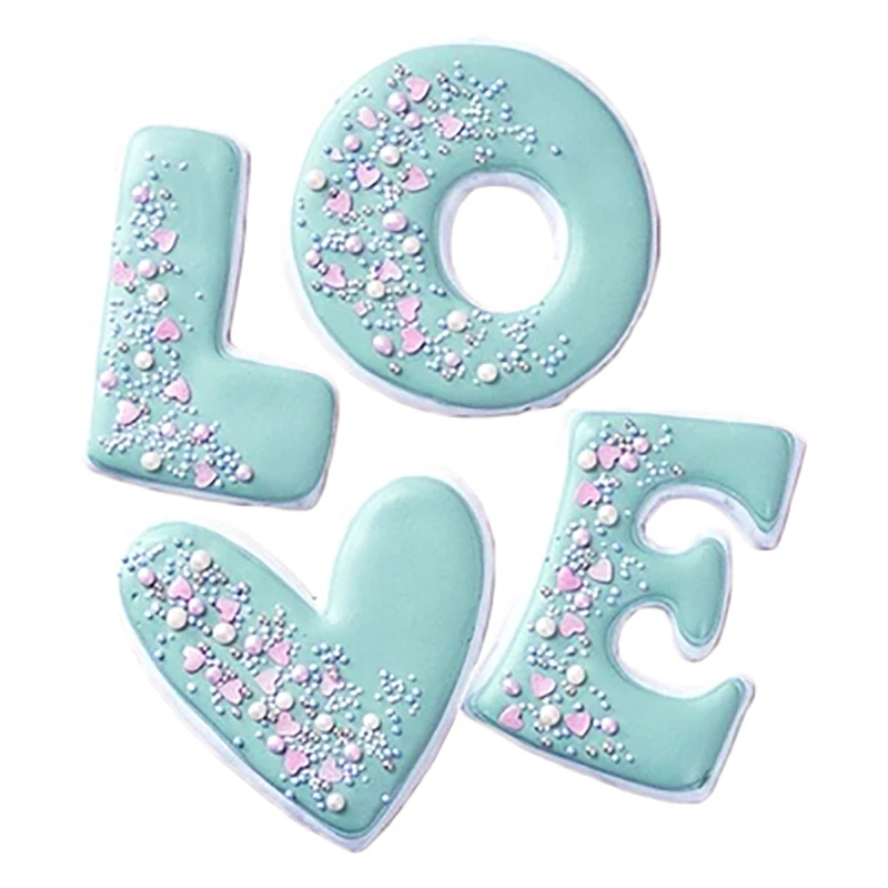

4pcs/set New Valentine's Day Love Heart Biscuit Cutter Mould Love Romantic Cookies Mold Biscuits Stamp Fondant Cake Decor Tools