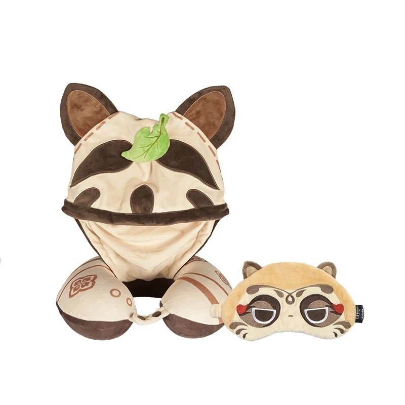 

Game Genshin Impact Sayu Ninja Raccoon Dog Theme Peripheral Anime Cosplay Plush U-shaped Hooded Pillow Cartoon Sleeping Eye Mask