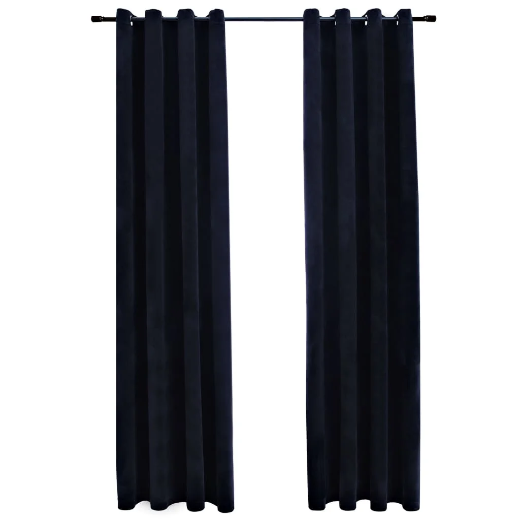 

Blackout curtains with rings 2 pcs velvet black 140x245 cm