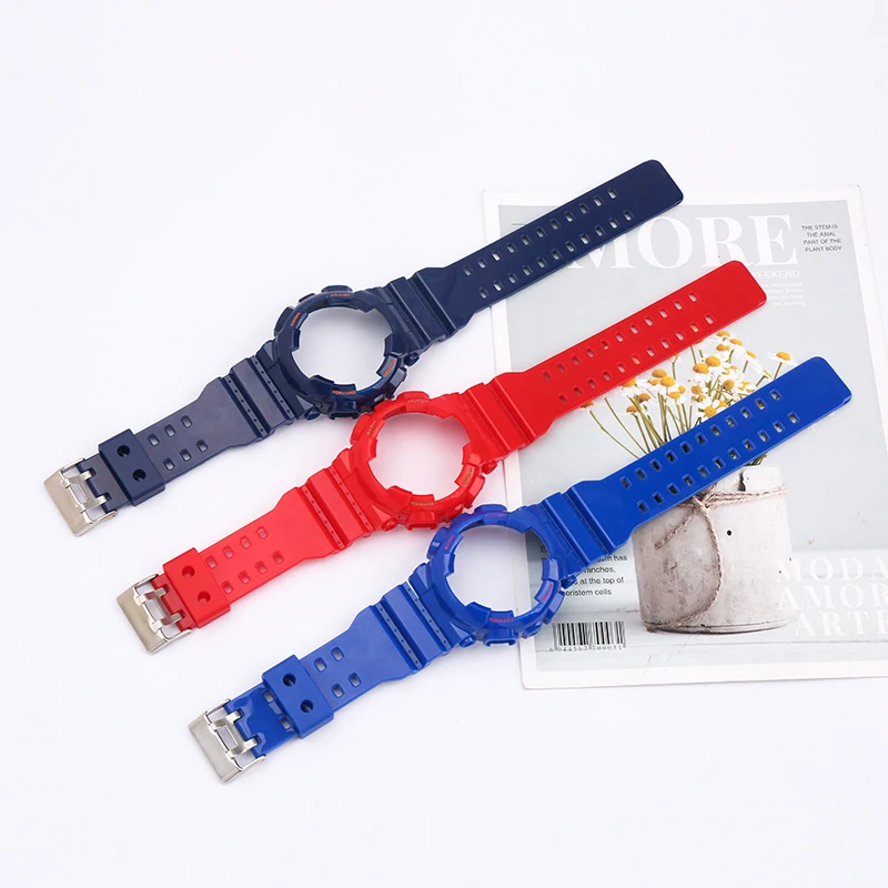 Watch Accessories Resin strap case for Casio G-shock GA110 120 140 GD100 GAX GLS Outdoor Sports Rubber watch strap Watchbands