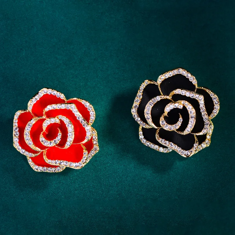 

Fashion Luxury Rhinestone Camellia C Brooch for Women Flower Pin Vintage Jewelry Dress Wedding Party Women Gifts Accessories