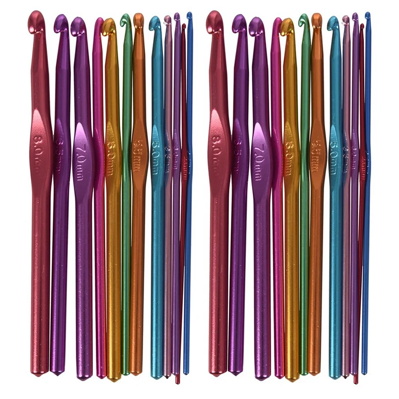 

24X Metal Needles Crochet Hooks Set With Case Yarn Craft Kit Multicolor Random