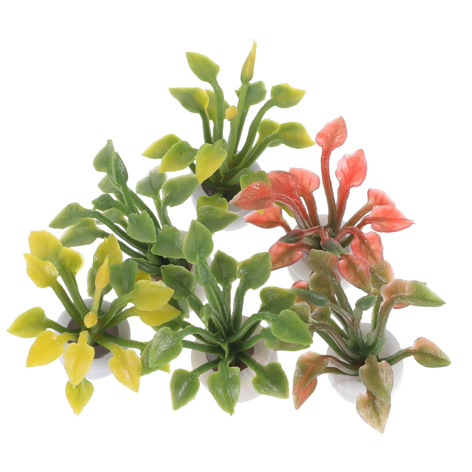 

6 Pcs House Flower Pot Miniature Tin Buckets Household Decorations Green Leaves Table Centerpieces Pvc Tiny Potted Plants