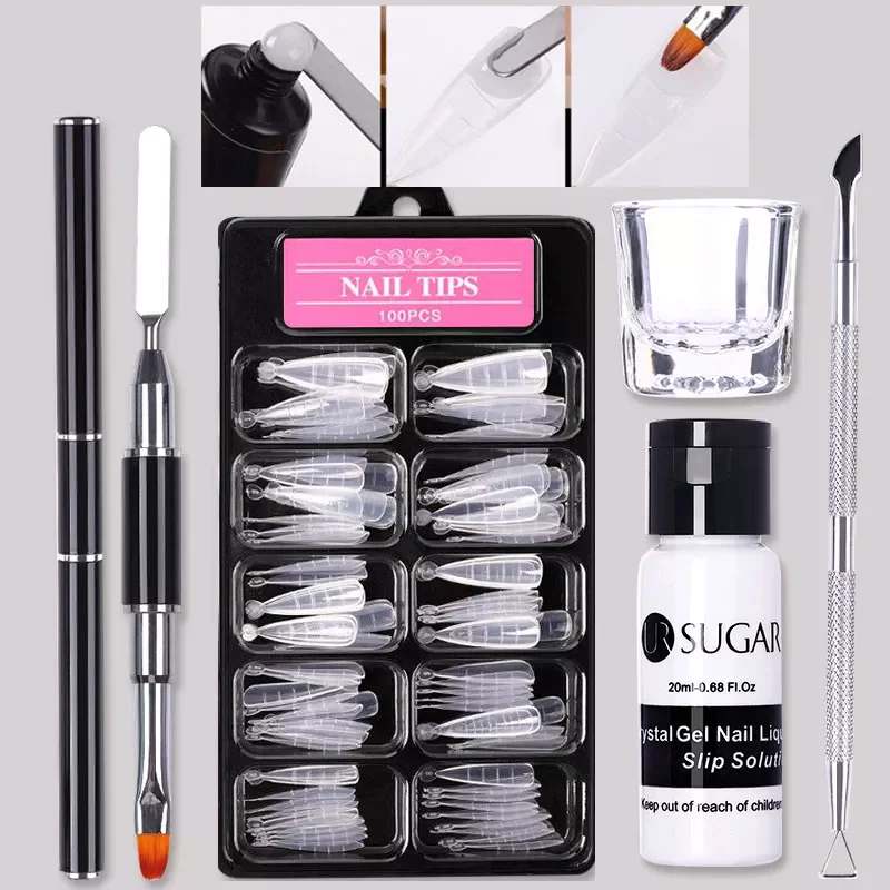 

Gel Quick Building Mold Tips Nail Dual Forms Finger Extension Manicure Double-ended Stainless Steel Cuticle Pusher