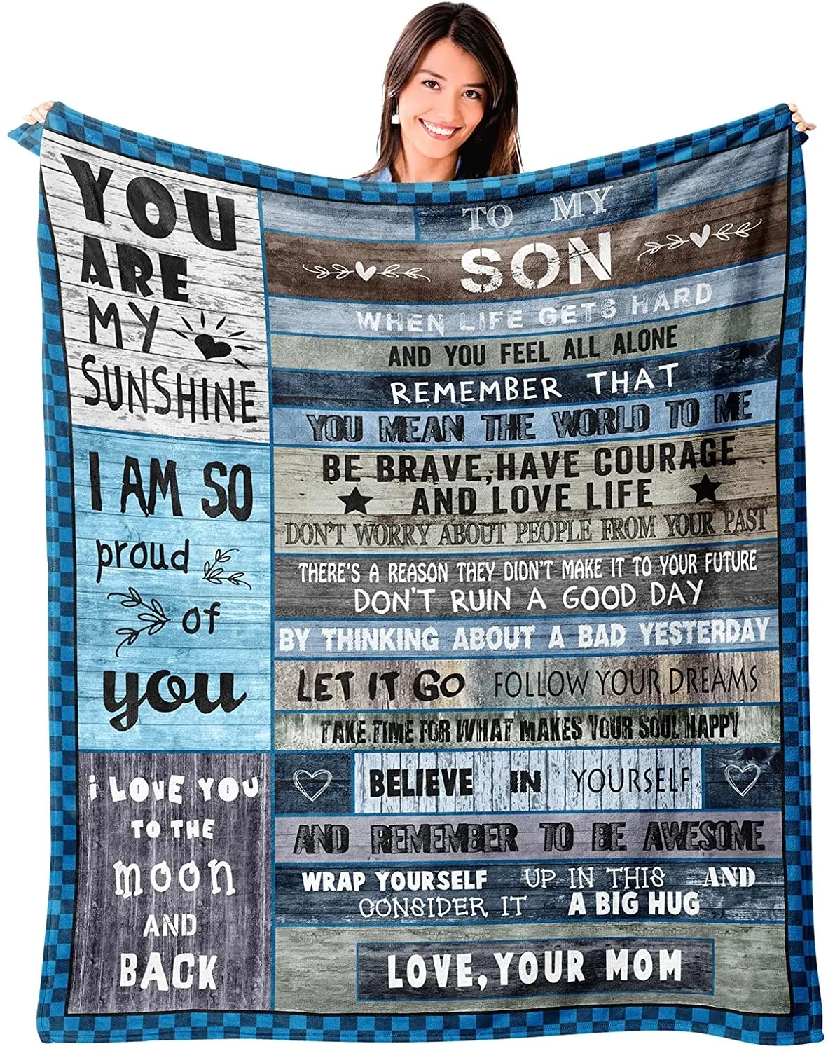 

Throw Blanket - to my son blanket Fleece Throw Blanket,Super Soft Ultra-Soft Micro Fleece Blanket for Bedroom SOFE Couch