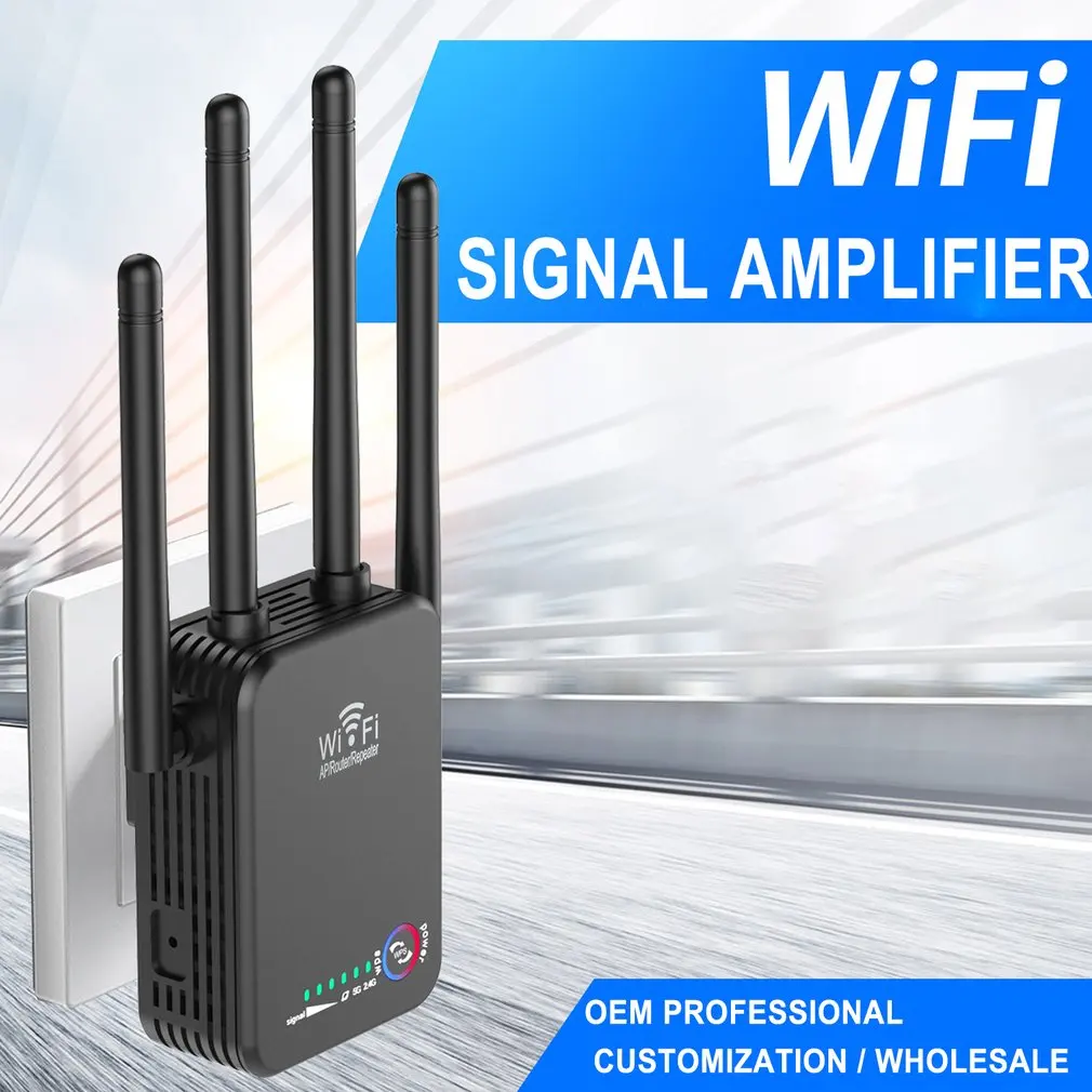 

Wireless WiFi Repeater 1200Mbps 300M Router Wifi Booster DPI 2.4G Wifi Long Range Extender 5G Wi-Fi Signal Amplifier Repeater