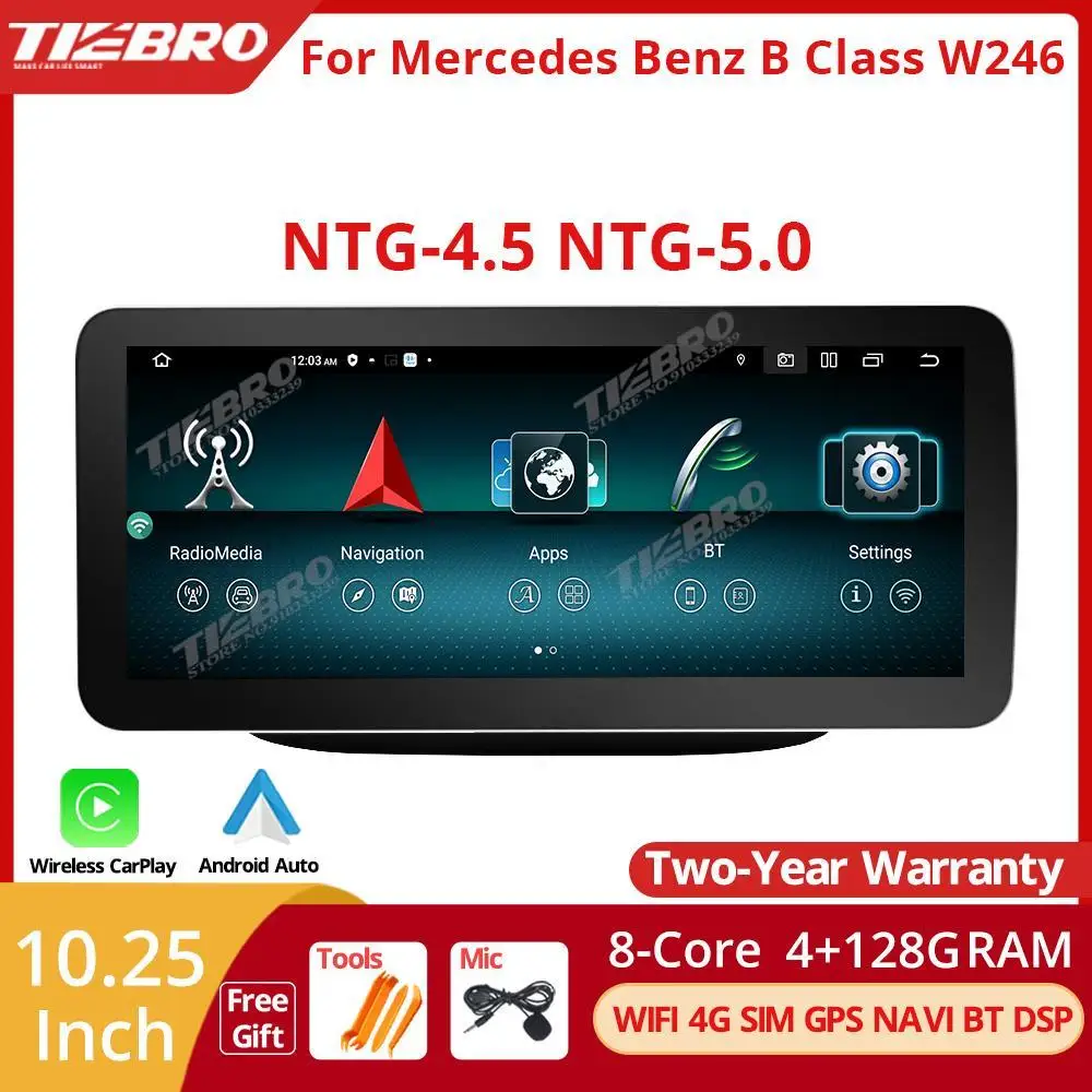 

TIEBRO 10.25'' Android 12 Car Radio For Mercedes Benz W246 2011-2018 Carplay Stereo Multimedia Player 4+128G Head Unit Bluetooth