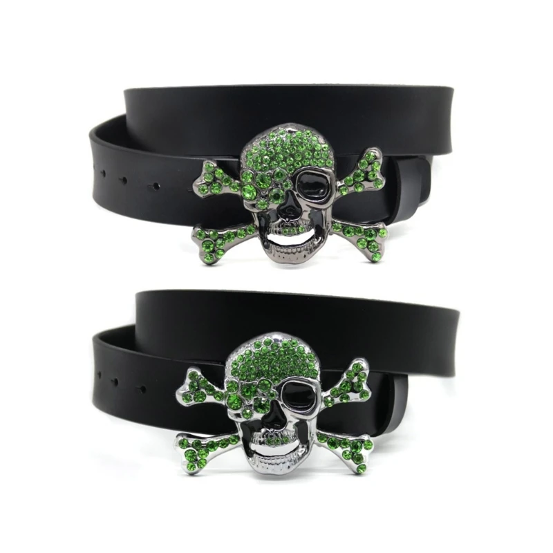 

Luxurious Waist Belt Skull Head Buckle Belt Cowboy Cowgirl Jeans Belt 264E