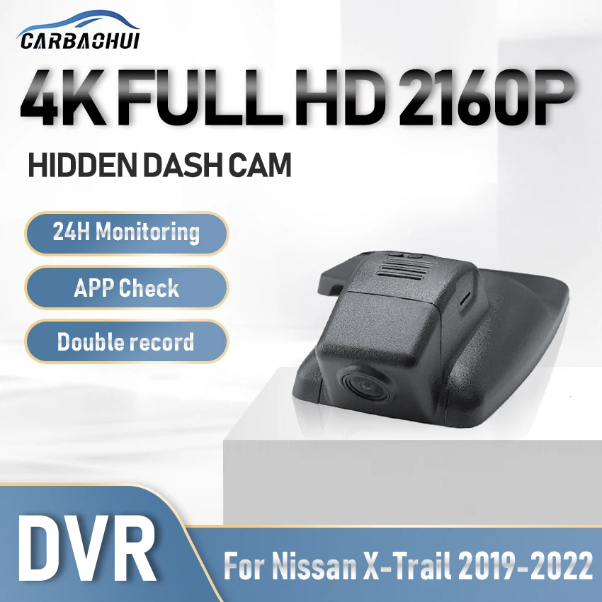 4K 2160P Car DVR Dash Cam Camera HD Night Vision Wifi APP 24H Parking record Driving Video Recorder For Nissan X-Trail 2019-2022