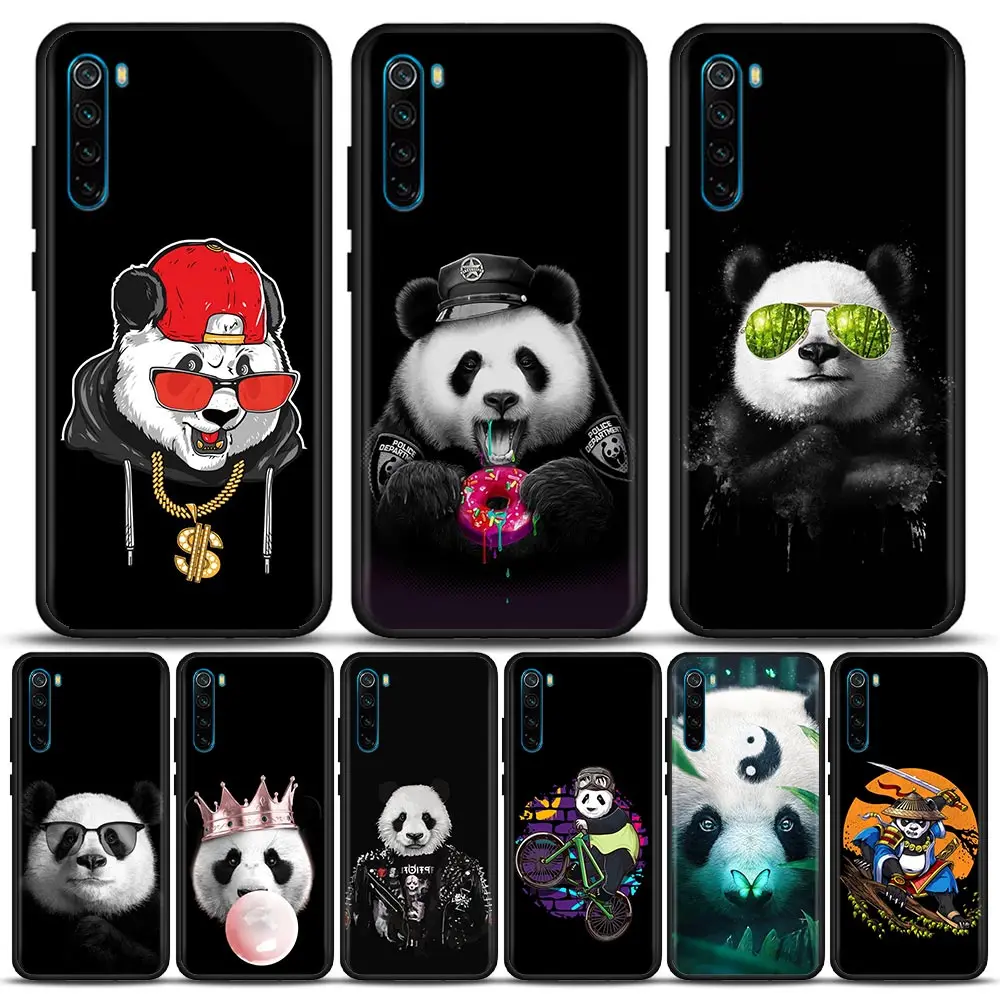 

Funny Cute Animal panda Phone Case For Redmi Note 11S 11T 11E 11 10 10S 9T 9S 9 8T 8 2021 7 Pro Xiaomi Black Cover Fundas Coques