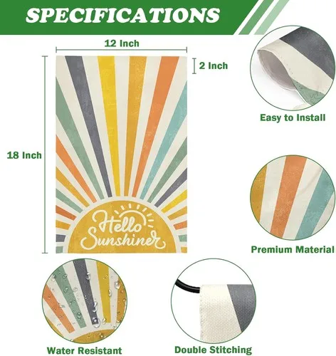 Фото Летний садовый флаг Double Standerd Welcome Hello Sunshine Garden Flags, 12x18 XXQ №2
