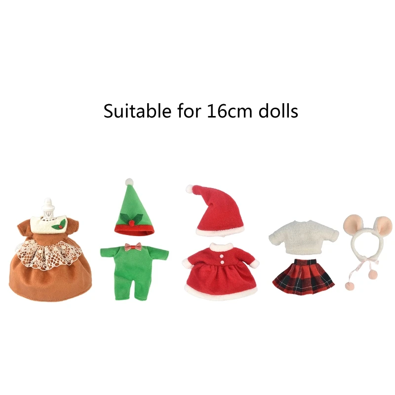 Рождественская Одежда для куклы 16 см наряд юбка костюм кукла костюмы кукол
