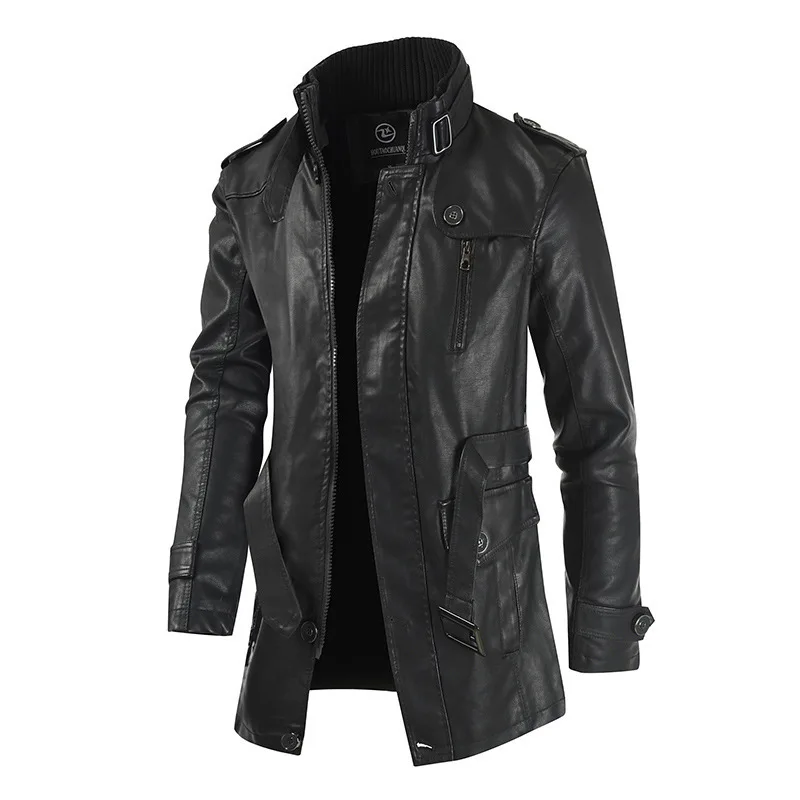 2022 New High Quality Jacket Men's Street Windbreaker Coat Men Leather Clothing Thick Jacket Fleece Men Casual Jacket PU