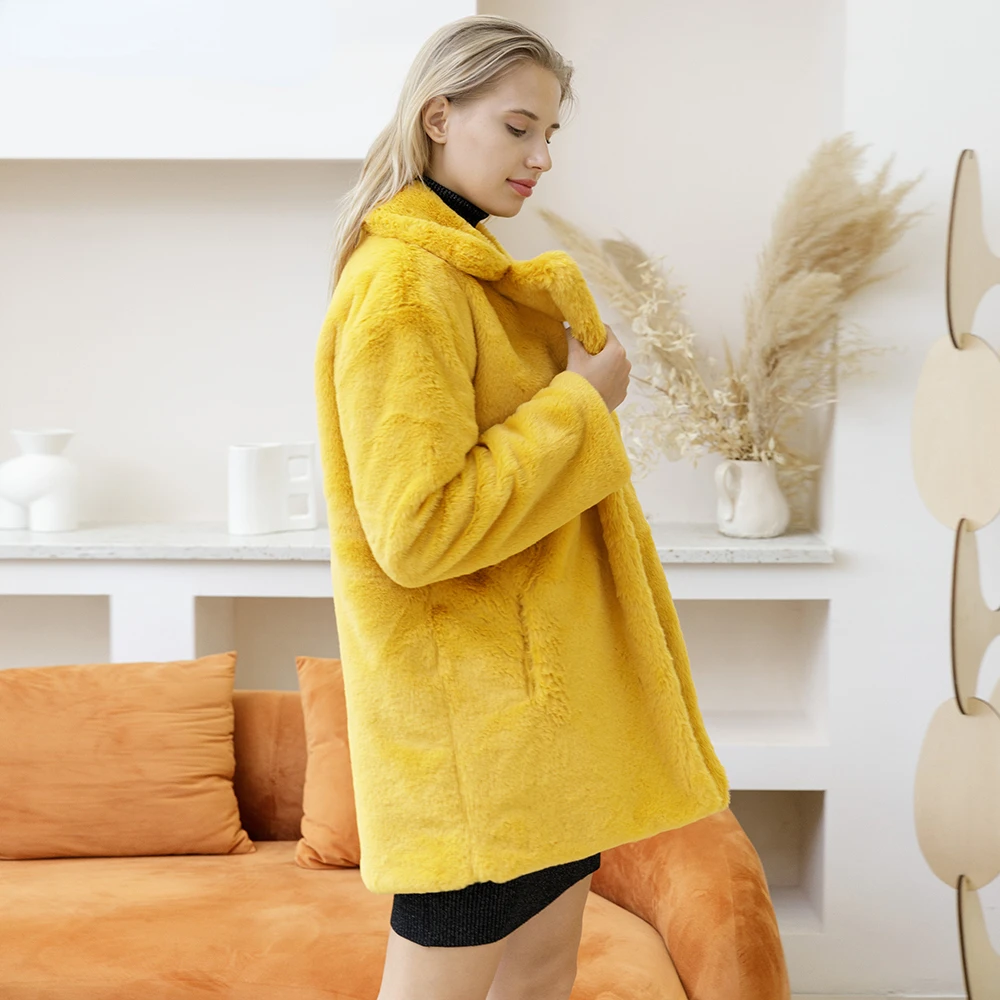 New2022 Coats Women 2021 Winter Top Fashion Pink FAUX Fur Coat Elegant Thick Warm Outerwear Fake Fur Jacket Chaquetas Mujer