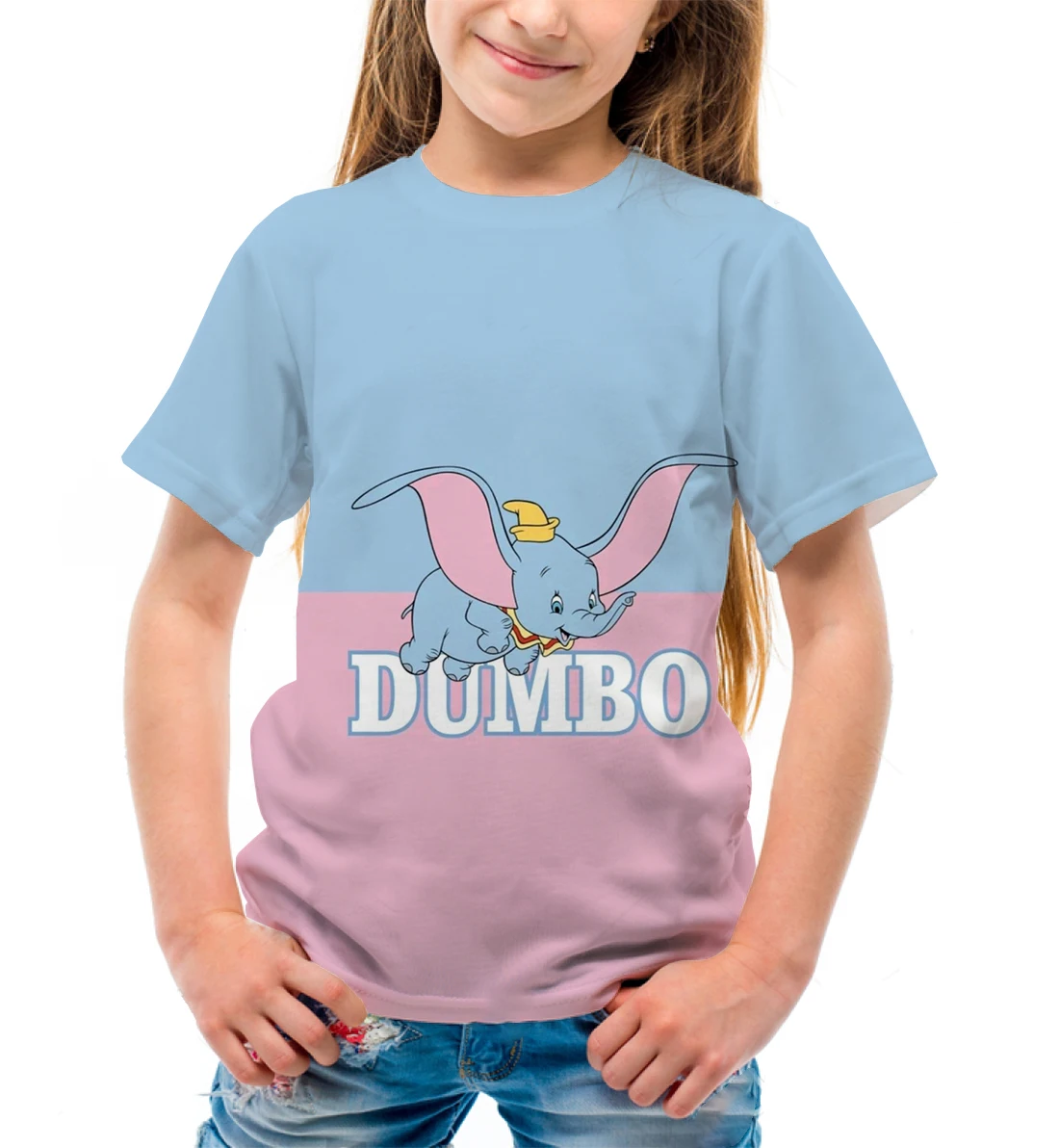 Удобная футболка с короткими рукавами и милым принтом Disney Dumbo для девочек летние