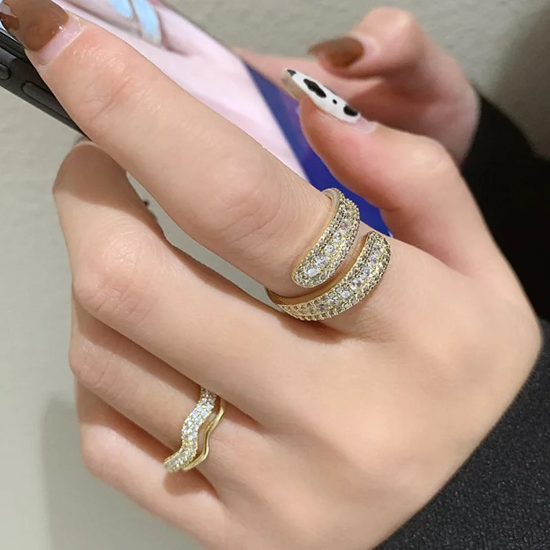 

Dimond Open Women's Ring Vintage Christmas Designer Wholesale Items For Business Aesthetic Accessories Jewelry 2022 Trend Gifts