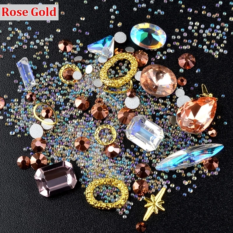 1 коробка смешанные Кристальные гвозди стразы микро-икра бусины дизайнерские