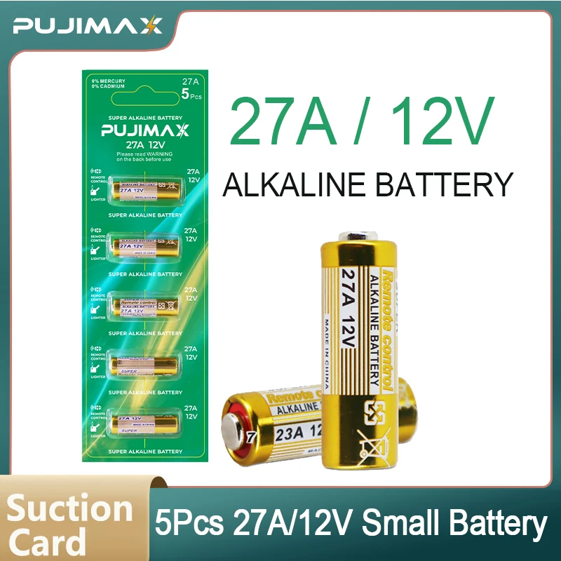 

PUJIMAX 5 шт. щелочная батарея 12 В A27 27A G27A MN27 MS27 GP27A L828 V27GA ALK27A A27BP K27A для сигнализации пульта дистанционного управления сухая батарея