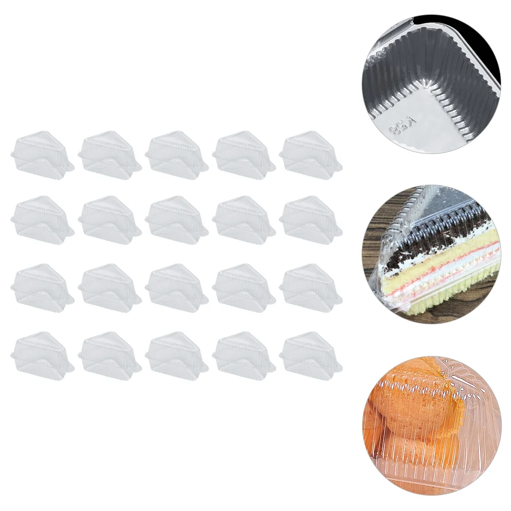 

25 Pcs Triangular Box Plastic Boxes Lids Small Transparent Cake Cheesecake Pie Packing Clear Pies Container Holder Slice