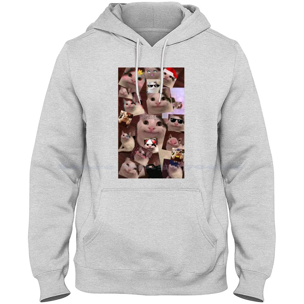 Альбом улыбающийся Кот Белуга 100% чистый хлопок Толстовка Футболка мем забавная