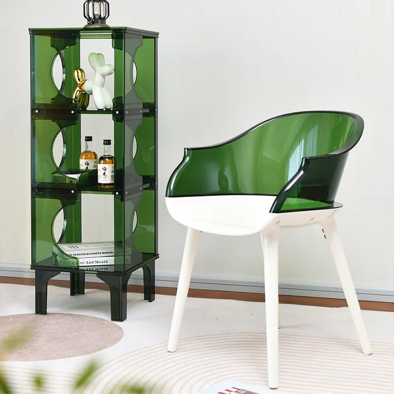 Обеденные стулья, пластиковый прозрачный стул со спинкой, кофейный барный стул, акриловый Мобильный стул для гостиной, дизайнерская мебель ...