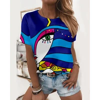 new 2022 woman tshirt colorful gradient art 3d abstract printed t shirts short sleeve vintage hip hop basic tops y2k female tess