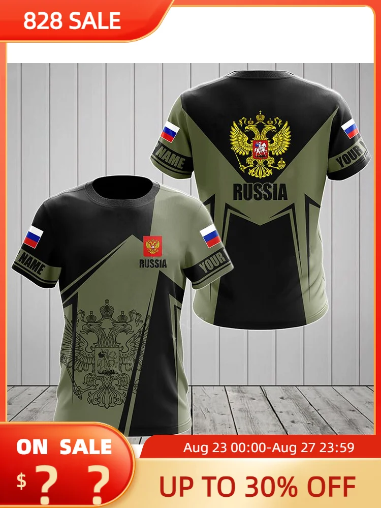 

Russia Men's T-shirts Casual Loose Round Neck Russian Flag Short Sleeved Tops Tees Men's Clothing Oversized T-shirt Streetwear