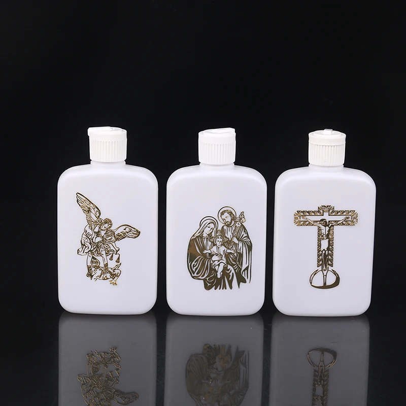 

100ml Holy Water Empty Containers with Gold Cross Holy Water Bottles with Screw Lid Plastic Holy Water Container