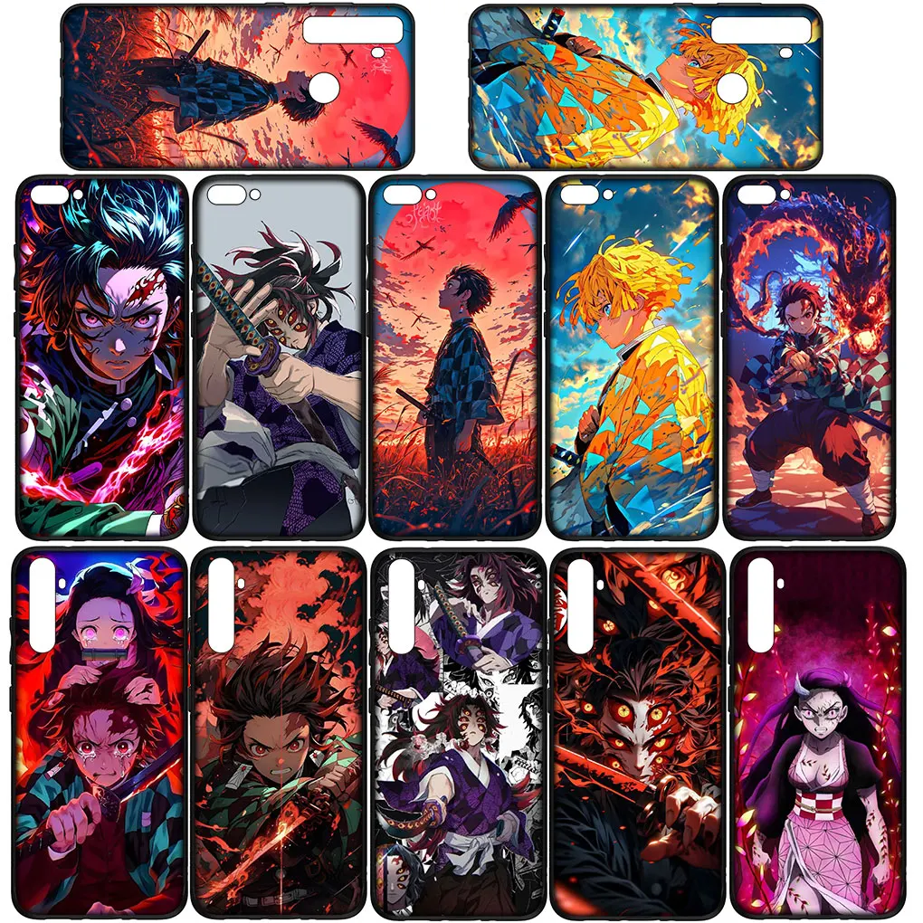 Kokushibo Nezuko Tanjirou убийца демонов чехол для OPPO A17 A15 A16 A12 A53 A54 A57 A78 A79 A58 A38 A98 A94 A92 A96 A74 A95 A77