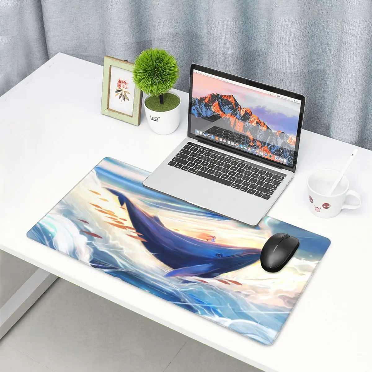 

Whale Illustration Natural Animals Keyboard Table Mat Mousepad XL Gaming Non-Slip Rubber Computer Mouse pad