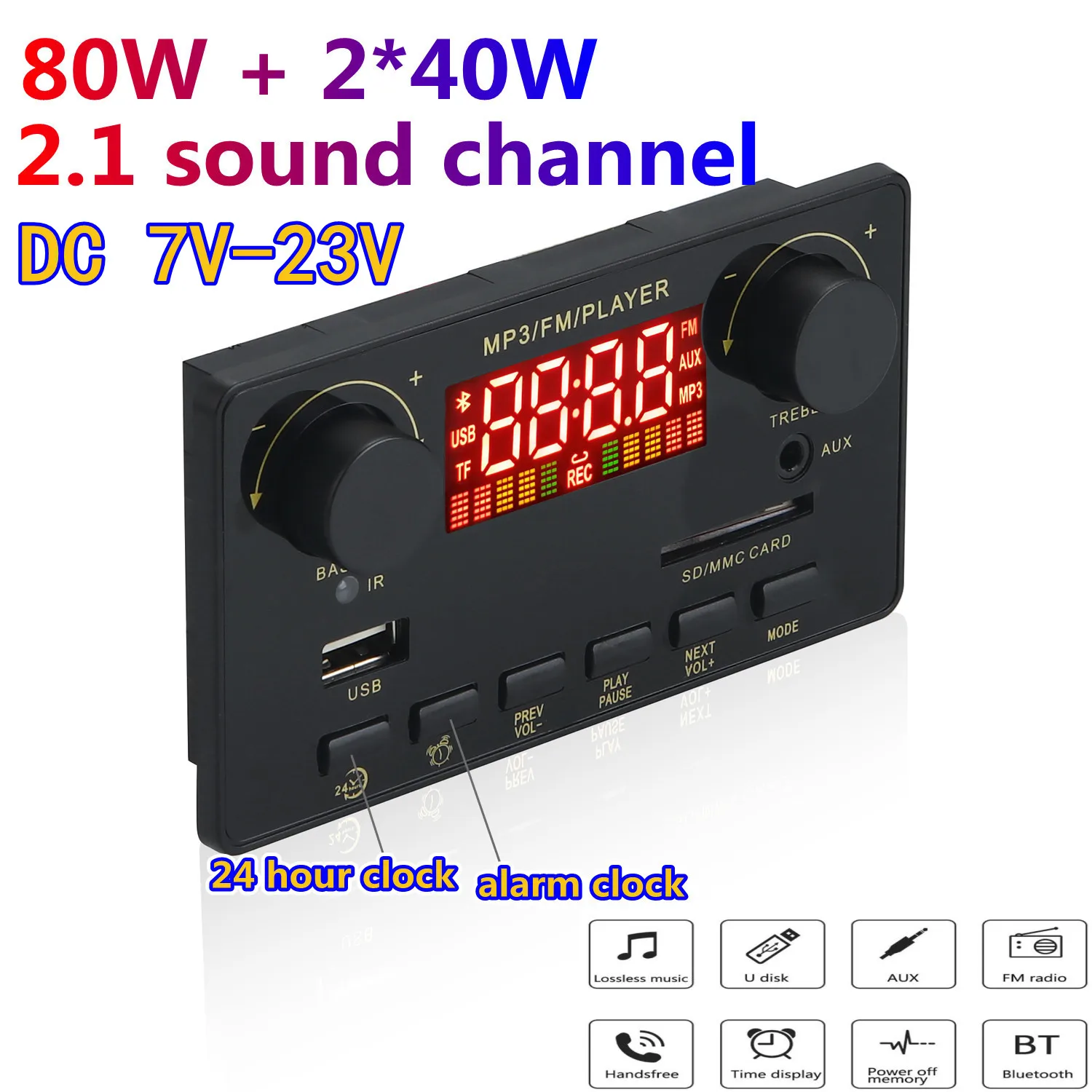 2*40 Вт усилитель Bluetooth 80 Бас mp3-плеер WAV декодер плата 12 в автомобильный