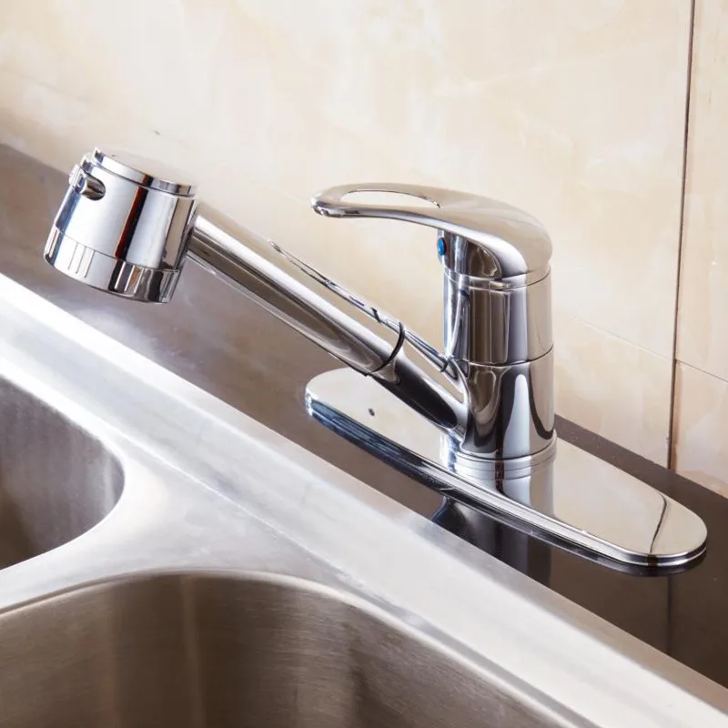 

Kitchen Sink Pull Out Faucet Chrome Taps Pure Brass Polished Bathroom Faucet Kitchen Sink Faucet