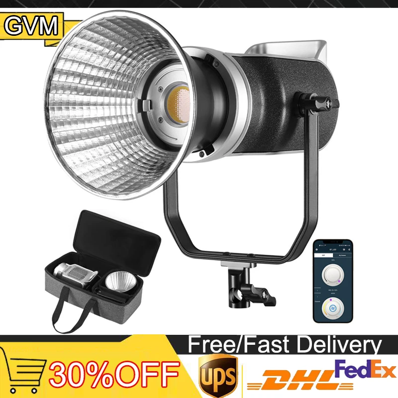 GVM 300W LED Video Light Studio Continuous Lighting Kit 5600K Daylight for YouTube Film Recording with Bowens Mount Spotlight