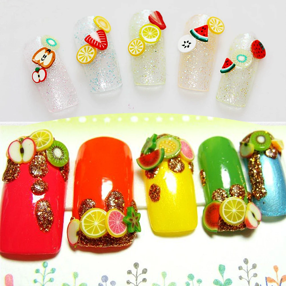 1000pcs Cute Stickers Fruit/Flower/Animal 3D Polymer Clay Tiny Fimo Fruit Slices Nail Art DIY Designs Nail Art Decorations images - 6