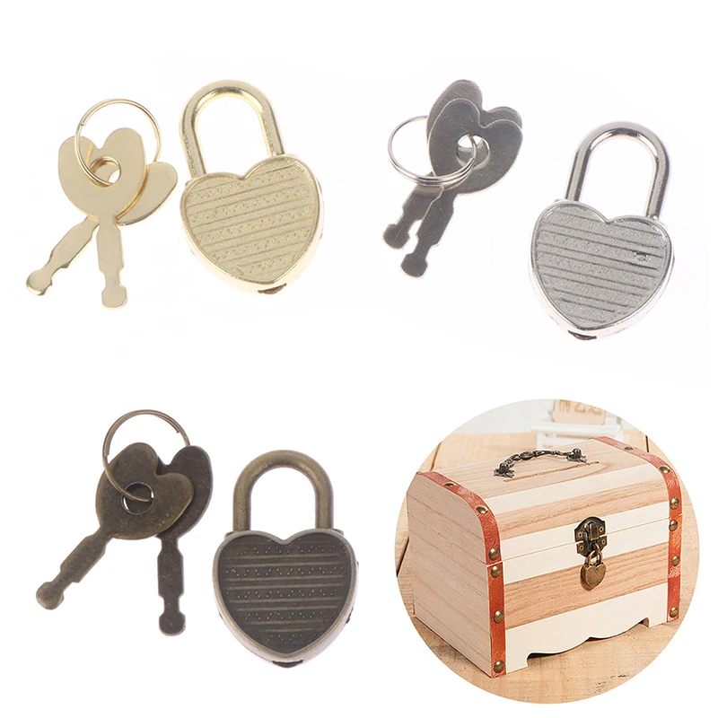 

1Set Rectangle Padlocks Mini Luggage Hardware Locks With Key Lock For Travel Wedding Jewelry Box Diary Book Suitcase