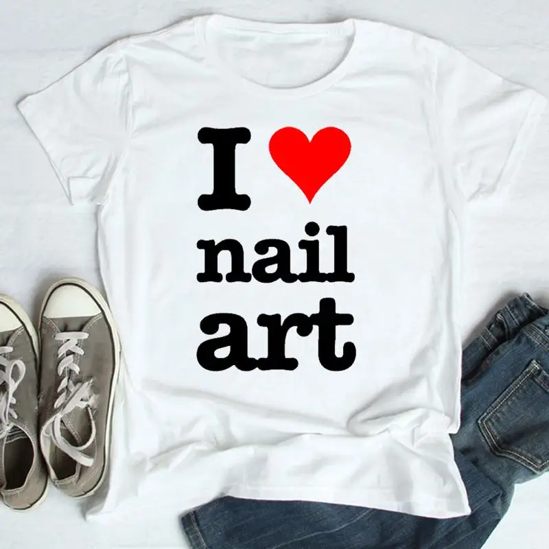 

Fingernail I Love Mail Art Graphic Print T-Shirt Women Cute Summer Female Clothes Short Sleeve Tops Tshirt Fashion T-Shirt