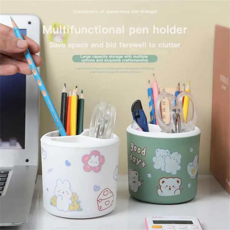 

2023 New Creative Pen Pencil Pot Holder Brush Storage Container Desk Organizer Plastic Stationery Pen Holder Office Supplies
