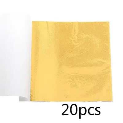 20 шт 9X9cm24K сусальное золото Фольга-Бумага крафт-украшение в виде листа для маска для лица, браслет-напульсник, Настоящее золото Фольга золочение