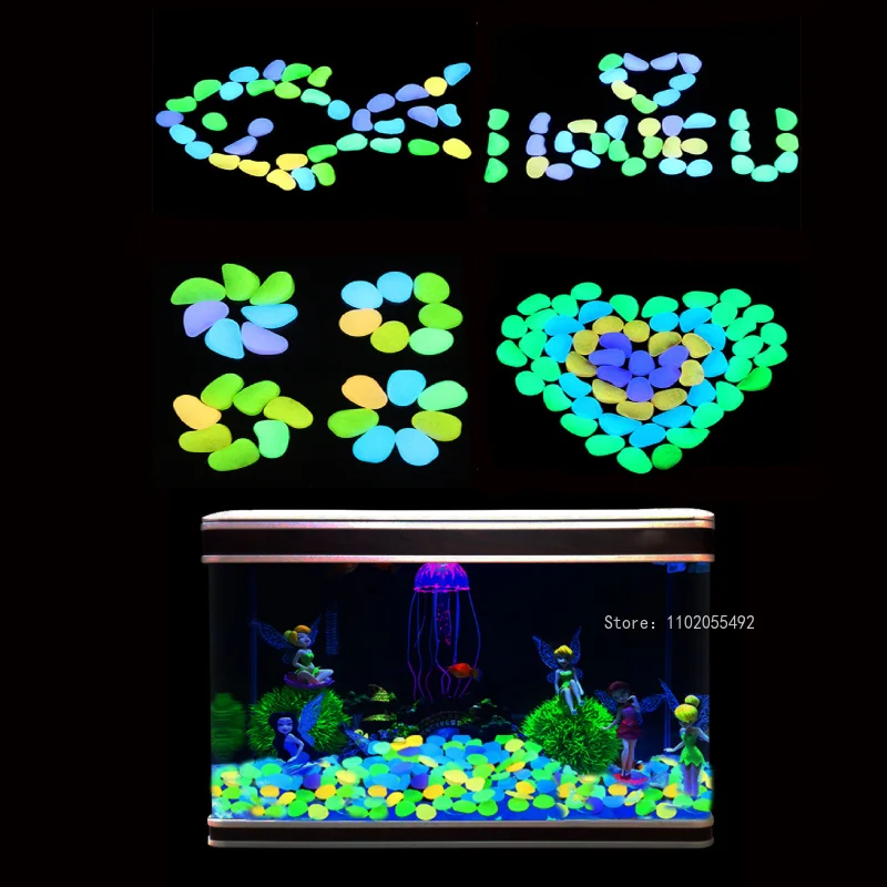 

200pcs Luminous Stones Outdoor Yard Garden Pebbles Glow In Dark Rocks for Walkways Outdoor Aquarium Home Fish Tank Decor Stones