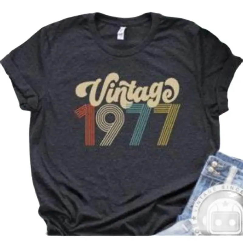 

European and American Digital T-shirt Vintage 1972 Color Printed T-shirt Short Sleeve Loose Casual Jacket for Men and Women