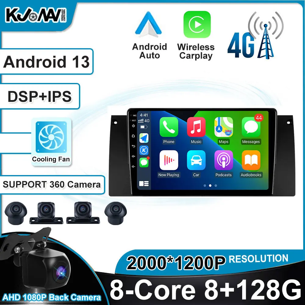 

4G WIFI Android 13 DSP Carplay Car Radio Auto Stereo Player GPS Navigation Bluetooth For BMW X5 E39 E53 1999 - 2006