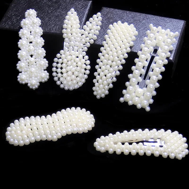 

8Pcs/Set Temperament Imitation Pearls Hair Clips For Girls Baby Hairpin Hollow Out Geometry Women Kids Child Headdress Wholesale