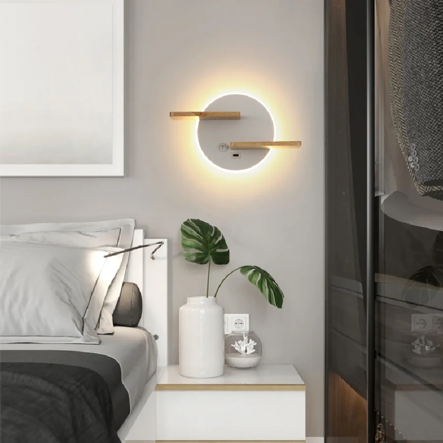 

Настенная лампа с выключателем, настенное украшение в скандинавском стиле для гостиной, коридора, простые современные светильники для спал...