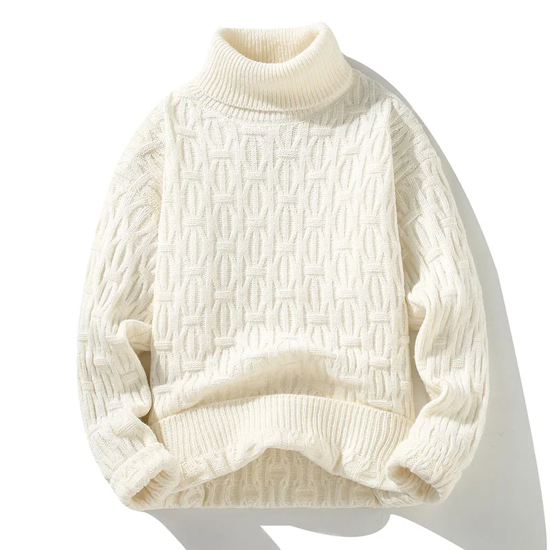 

2023 New Fall Winter Casual Thick Mens Pullover Sweaters Top Quality Turtleneck Loose Sweater Men High Neck Keep Warm Pull Homme