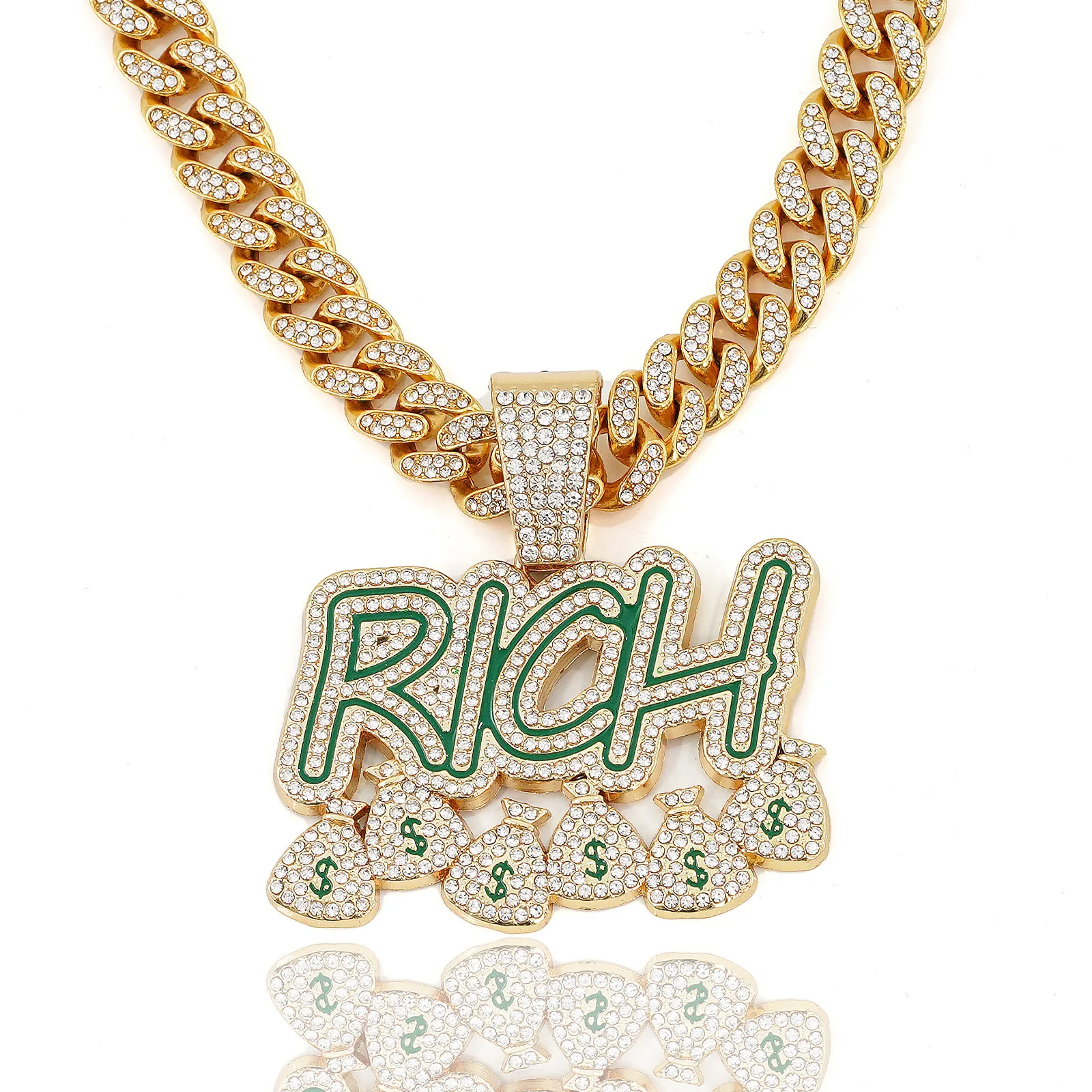 Мужское и женское ожерелье с подвеской в виде сумки для денег кубинской цепочкой